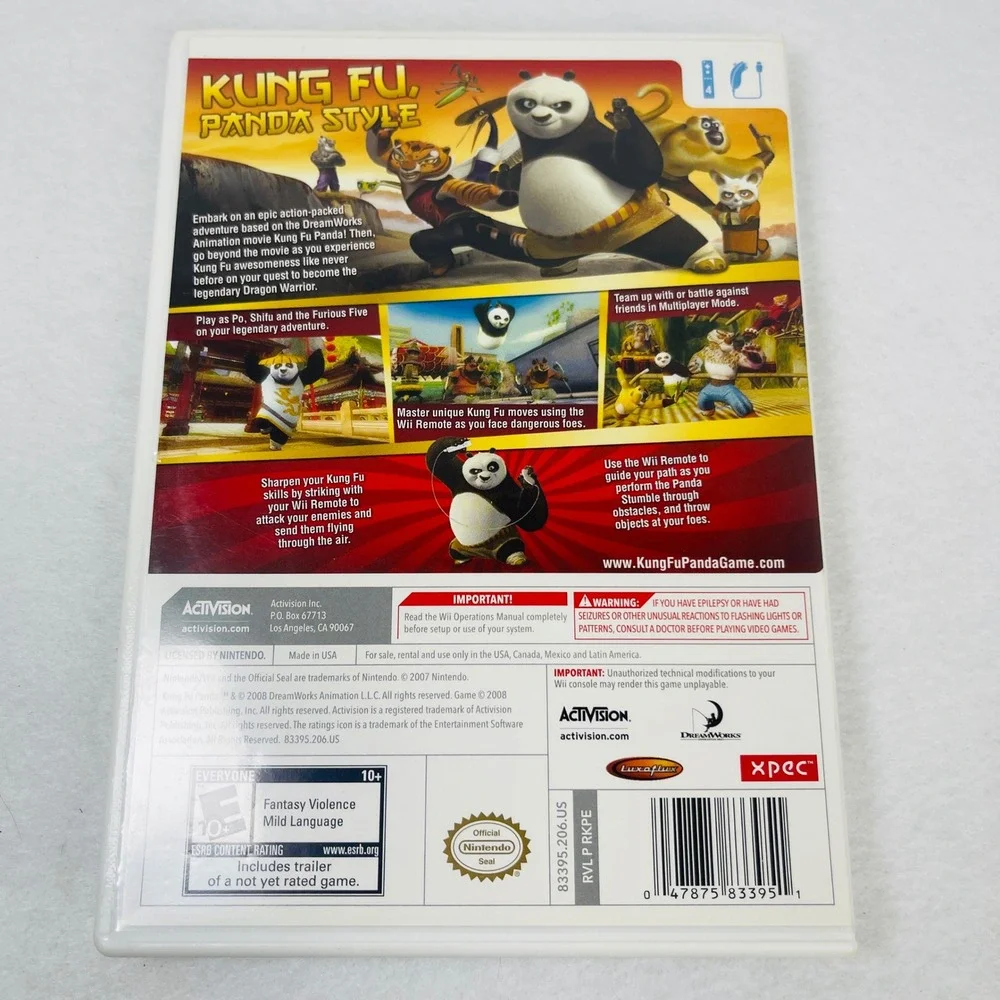 Kung Fu Panda Nintendo Wii Game Activision DreamWorks 2008 RVL-RKPE-USA